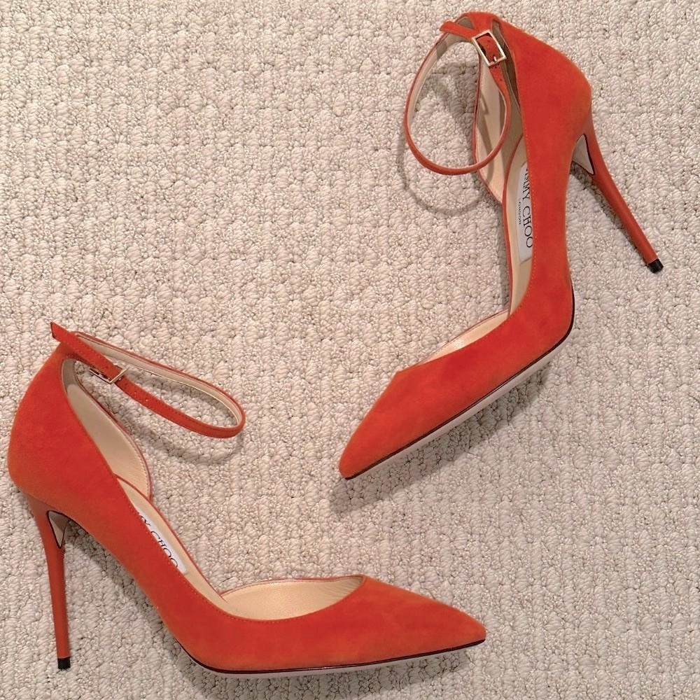 Sz 38 Jimmy Choo Rust Heels w/Ankle Strap